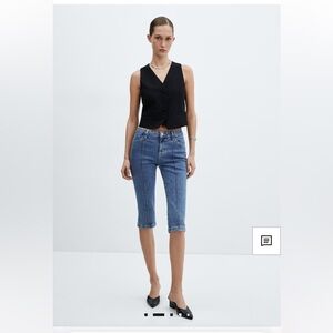 Mango Blue Cropped Capri Jeans